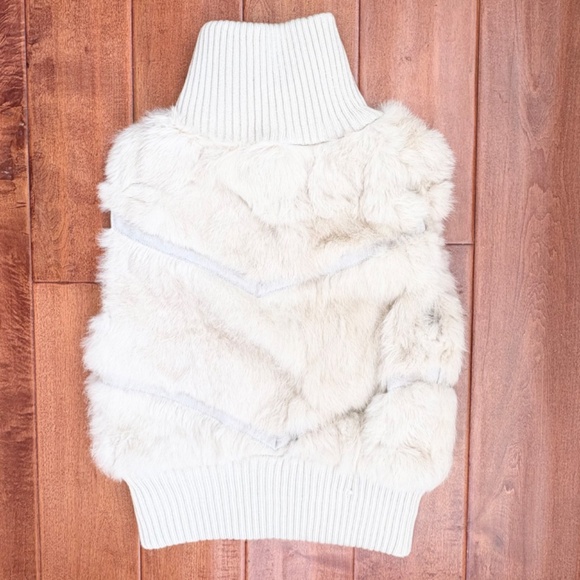 Y2K Faux Fur Zip-Up Cropped Vest Womens Size S Cream by Papaya - Picture 7 of 9